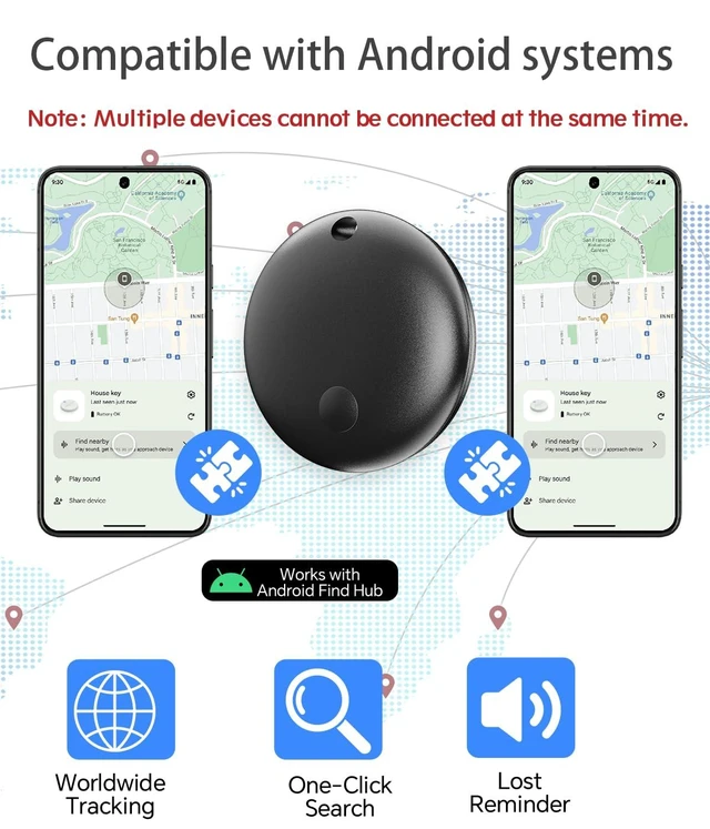 Alt view image 2 of 6 - Smart Bluetooth Tracker Tag (1-Pack), IP67 Waterproof Key Finder & Item Locator with 90dB Loud Buzzer, Replaceable CR2032 Battery for Keys, Luggage & Wallets, Black