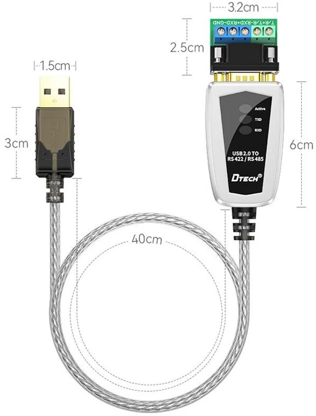 Alt view image 2 of 7 - DTECH DT-5119 0.5m USB to RS485 RS422 Industrial Converter Serial Line Communication Adapter Cable Cord Dual Protocol COM Port Data Transmission Interface For Industrial Automation PLC Systems