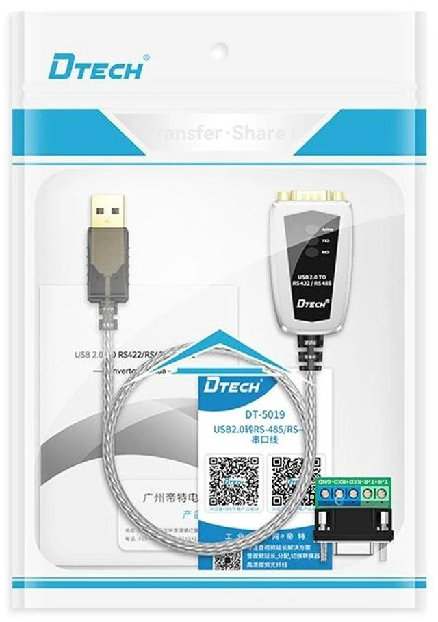 Alt view image 3 of 7 - DTECH DT-5119 0.5m USB to RS485 RS422 Industrial Converter Serial Line Communication Adapter Cable Cord Dual Protocol COM Port Data Transmission Interface For Industrial Automation PLC Systems