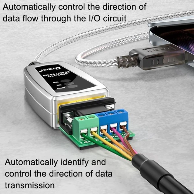Alt view image 4 of 7 - DTECH DT-5119 0.5m USB to RS485 RS422 Industrial Converter Serial Line Communication Adapter Cable Cord Dual Protocol COM Port Data Transmission Interface For Industrial Automation PLC Systems