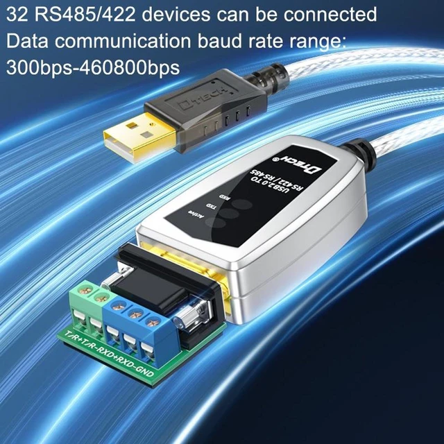 Alt view image 5 of 7 - DTECH DT-5119 0.5m USB to RS485 RS422 Industrial Converter Serial Line Communication Adapter Cable Cord Dual Protocol COM Port Data Transmission Interface For Industrial Automation PLC Systems