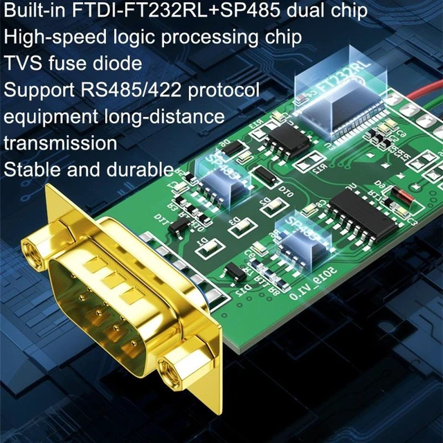Alt view image 6 of 7 - DTECH DT-5119 0.5m USB to RS485 RS422 Industrial Converter Serial Line Communication Adapter Cable Cord Dual Protocol COM Port Data Transmission Interface For Industrial Automation PLC Systems
