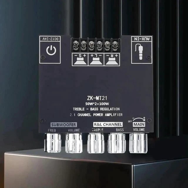 Main image of ZK-MT21 2.1 Channel Bluetooth Power Amplifier Board Wireless Audio Receiver Stereo Independent Subwoofer Output Adjustable Bass Control Low Heat DIY Desktop Vehicle Home Theater Sound System