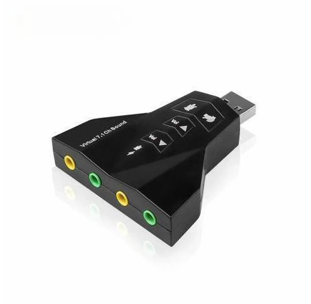 Main image of External USB Sound Card (Virtual 7.1 Channel), 4-Port USB 2.0 3D Audio Adapter with Volume Control & Mute Buttons, Dual 3.5mm Headphone & Mic Jacks for PC & Laptop