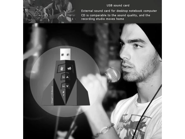 Alt view image 5 of 5 - External USB Sound Card (Virtual 7.1 Channel), 4-Port USB 2.0 3D Audio Adapter with Volume Control & Mute Buttons, Dual 3.5mm Headphone & Mic Jacks for PC & Laptop