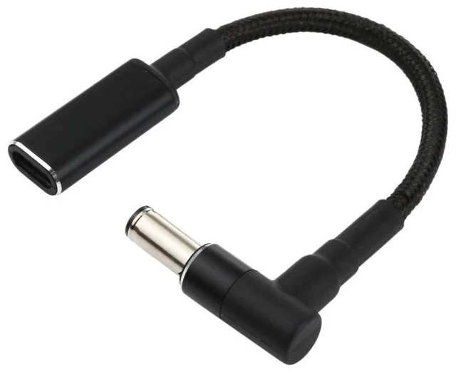 Main image of 100W USB-C to DC 6.0x0.6mm Laptop Power Adapter Cable, 18.5V-20V PD Trigger Right-Angle Elbow Cord, Type-C Female to DC 6.0mm Male Nylon Braided Wire