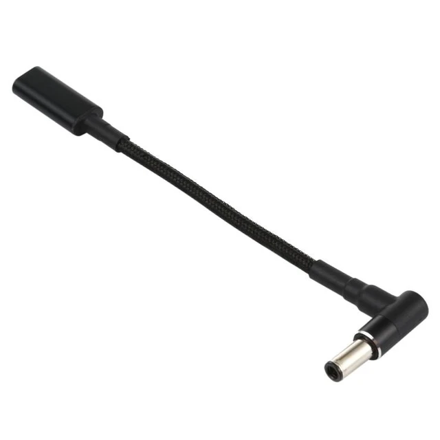 Alt view image 3 of 5 - 100W USB-C to DC 6.0x0.6mm Laptop Power Adapter Cable, 18.5V-20V PD Trigger Right-Angle Elbow Cord, Type-C Female to DC 6.0mm Male Nylon Braided Wire