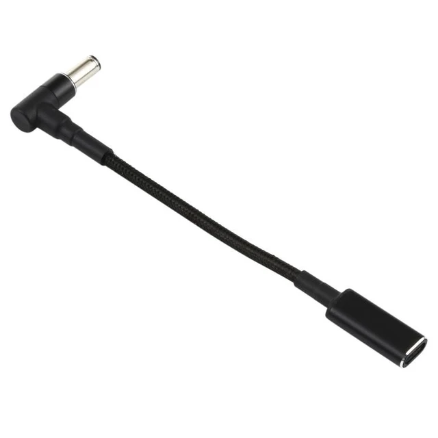 Alt view image 4 of 5 - 100W USB-C to DC 6.0x0.6mm Laptop Power Adapter Cable, 18.5V-20V PD Trigger Right-Angle Elbow Cord, Type-C Female to DC 6.0mm Male Nylon Braided Wire