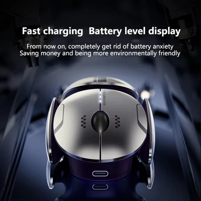 Alt view image 5 of 7 - Tri-Mode Wireless Mouse (BT 5.0 / BT 4.0 / 2.4GHz), Silent Rechargeable Optical Mouse with LED Battery Indicator & 3 Adjustable DPI (800-1600) for PC & Laptop, Metal Gray