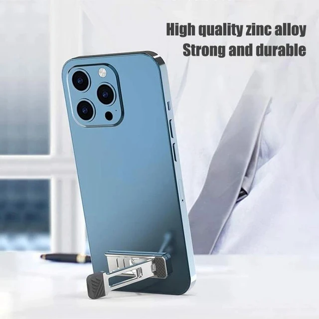 Alt view image 6 of 7 - Mini Invisible Laptop Stand Feet (2-Pack), Foldable Zinc Alloy Cooling Riser with Non-Slip Silicone & Reusable Adhesive for Laptops, Keyboards & Tablets, Light Gray