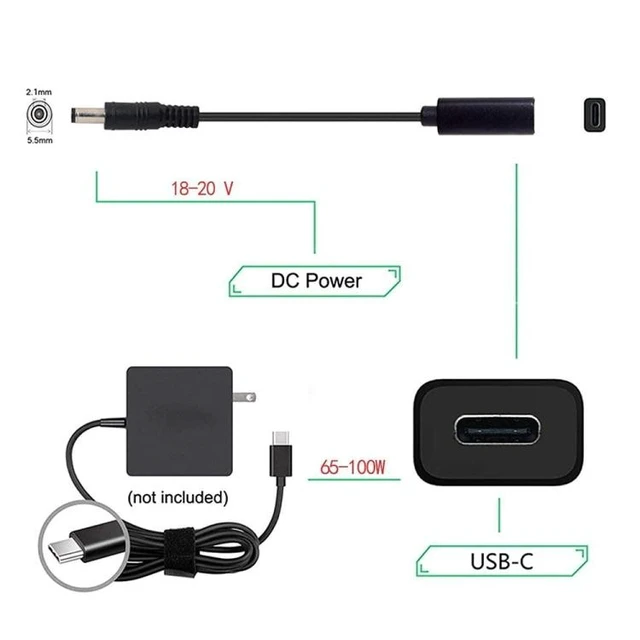 Alt view image 5 of 6 - USB-C to DC 5.5x2.1mm Power Cable (3.3ft / 1M), 12V-20V (100W Max) PD Trigger Decoy Charging Cord, Type-C to DC 5521 Barrel Wire for Routers, CCTV Cameras & Monitors