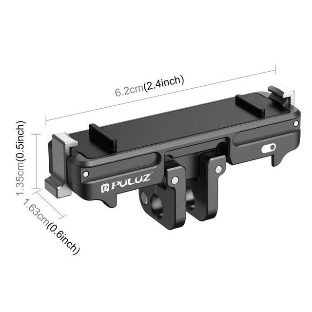 Alt view image 3 of 7 - Magnetic Quick Release Base Mount for GO 3 / GO 3S, Dual-Claw Lock Adapter with Foldable 2-Prong & 1/4" Threaded Hole for Action Cameras & Tripods, Black
