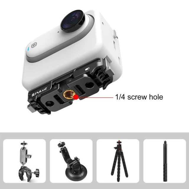 Alt view image 4 of 7 - Magnetic Quick Release Base Mount for GO 3 / GO 3S, Dual-Claw Lock Adapter with Foldable 2-Prong & 1/4" Threaded Hole for Action Cameras & Tripods, Black