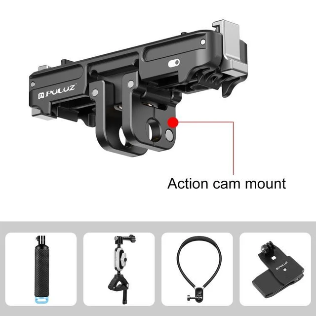Alt view image 5 of 7 - Magnetic Quick Release Base Mount for GO 3 / GO 3S, Dual-Claw Lock Adapter with Foldable 2-Prong & 1/4" Threaded Hole for Action Cameras & Tripods, Black