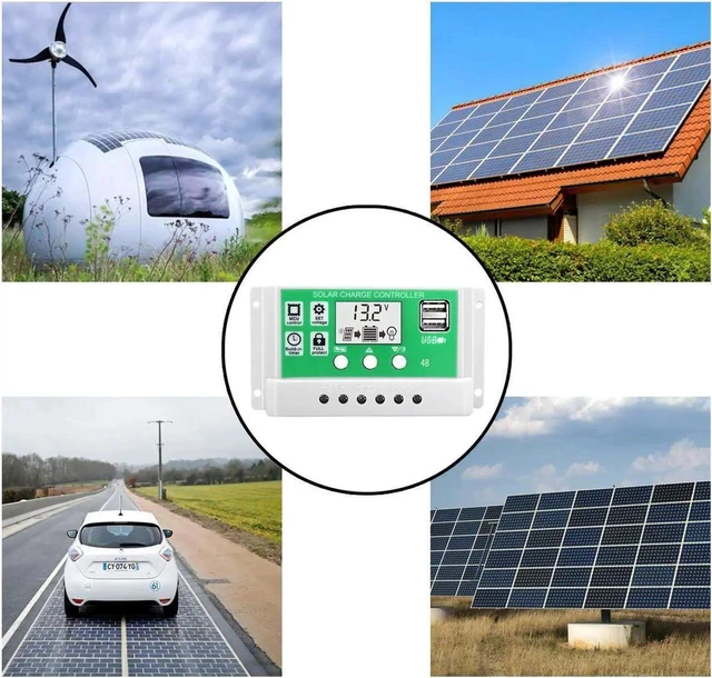 Alt view image 3 of 4 - 30A Solar Charge Controller 12V 24V Auto Recognition Lithium Battery Regulator LCD Display 5V USB Port Multi Protection for Solar Panel Off Grid Home RV Camping and Portable Power Systems