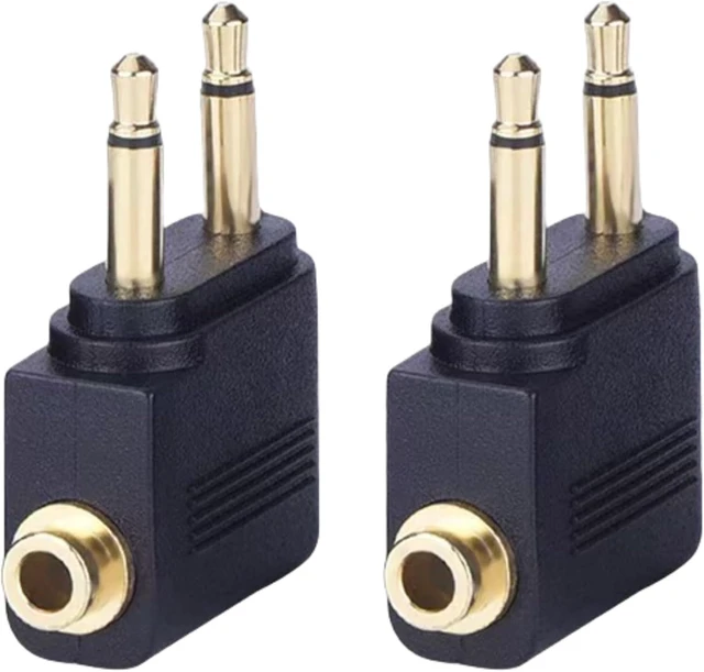 Alt view image 6 of 7 - Airplane Headphone Adapter (2-Pack), Dual 3.5mm Male to 3.5mm Female Gold-Plated Flight Audio Converter for In-Flight Airline Entertainment Systems