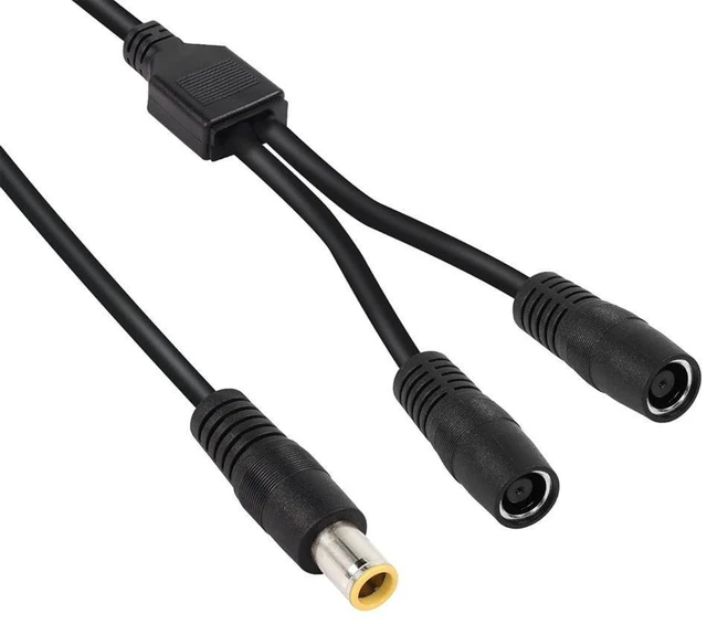 Alt view image 2 of 7 - DC7909 Y Splitter Cable (30cm / 1ft), 14AWG Heavy Duty DC 8mm (7.9x0.9mm) 1 Male to 2 Female Parallel Charging Adapter for Solar Panels & Portable Power Stations, Black