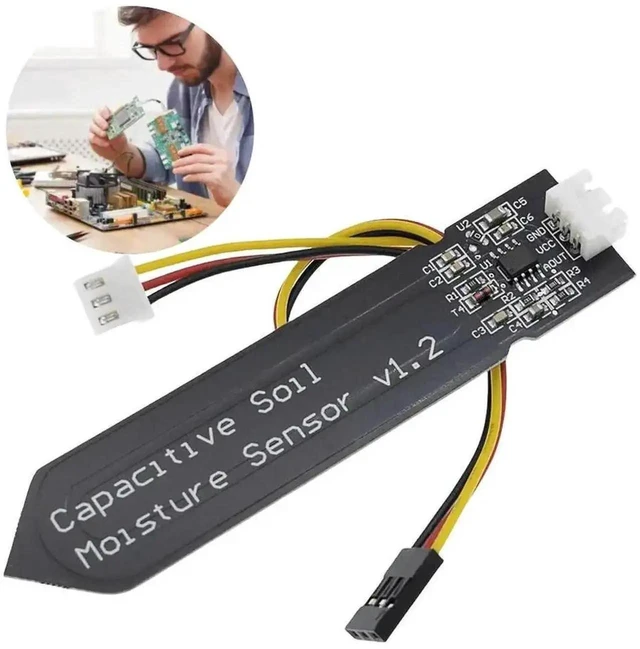 Alt view image 3 of 3 - Capacitive Soil Moisture Sensor Module Soil Humidity Detector Corrosion Resistant Capacitive Probe 3 Pin Interface 3V3 to 5V5 Analog Output Moisture Detection for Plant Watering Garden Monitoring