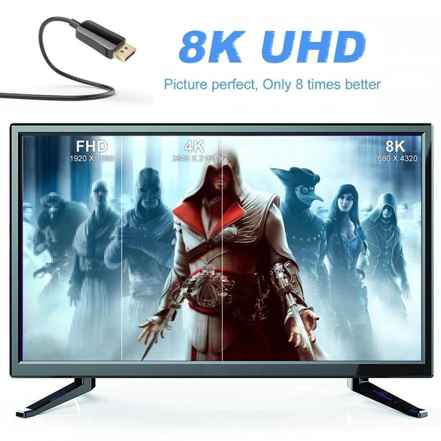 Alt view image 3 of 7 - DisplayPort 1.4 Cable DP to DP Cable Male to Male Cord Ultra HD UHD 8K 60Hz 4K 144Hz 7680x4320 Resolution High Speed Video Audio Wire Lead For PC Laptop TV Gaming Monitor Displays 500cm