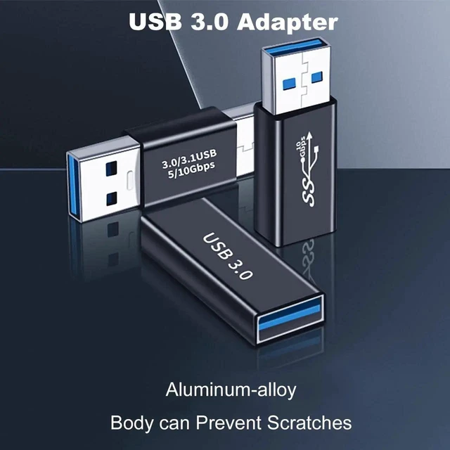 Alt view image 2 of 6 - USB 3.0 Type A Adapter Extension Coupler Extender Converter Connector Male to Female Dual Male Plug Dual Female Jack 5Gbps SuperSpeed Data Sync For PC Laptop Desktop Computer Systems 3 Pack