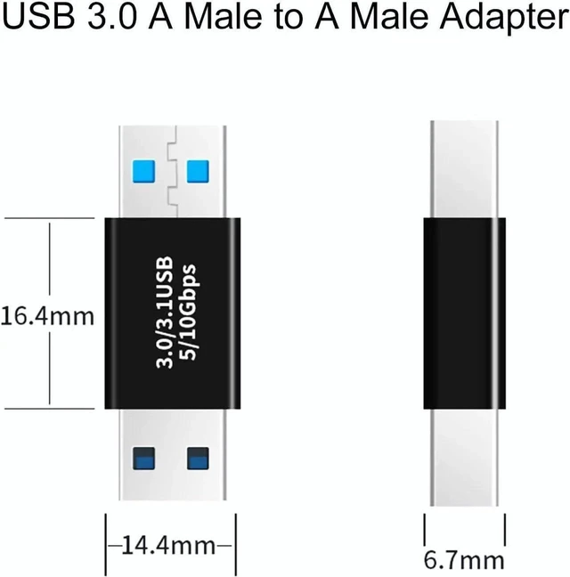 Alt view image 5 of 6 - USB 3.0 Type A Adapter Extension Coupler Extender Converter Connector Male to Female Dual Male Plug Dual Female Jack 5Gbps SuperSpeed Data Sync For PC Laptop Desktop Computer Systems 3 Pack