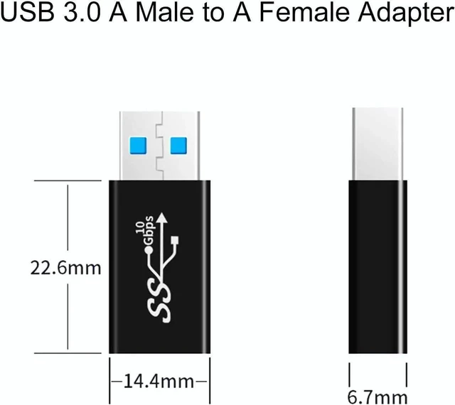 Alt view image 4 of 6 - USB 3.0 Type A Adapter Extension Coupler Extender Converter Connector Male to Female Dual Male Plug Dual Female Jack 5Gbps SuperSpeed Data Sync For PC Laptop Desktop Computer Systems 3 Pack