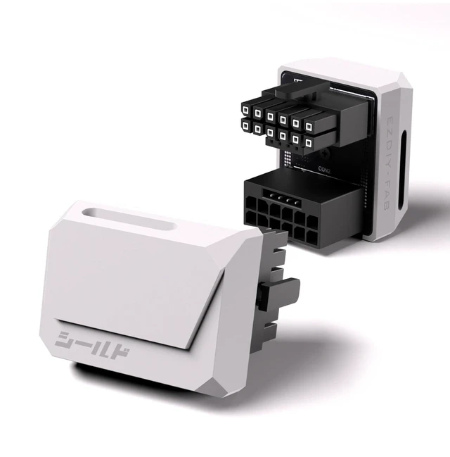 Main image of PCIe 5.1 12V-2x6 GPU Power Adapter (600W), 180-Degree U-Turn 16-Pin (12VHPWR) Connector with Aluminum Heatsink Shell for RTX 5080/4090/4080/4070 Ti, RVS Type, White