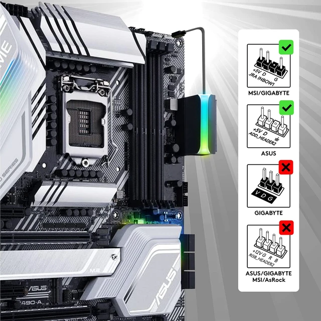 Alt view image 7 of 7 - ATX 24-Pin 90-Degree Power Adapter (1-Pack), 5V 3-Pin ARGB Motherboard Sync Power Supply Connector, Right-Angle Female to Male Steering Head for Desktop PC Cable Management