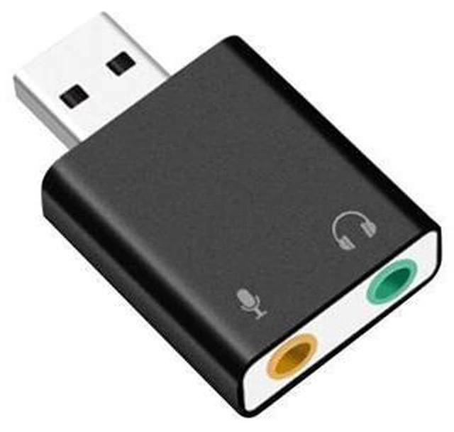 Main image of External USB Sound Card (Virtual 7.1 Channel), Aluminum 3D Audio Adapter with 3.5mm Headphone & Microphone Jacks, Plug & Play DAC Converter for PC, Laptop & Desktop
