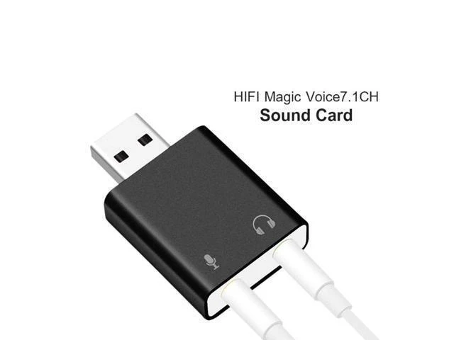 Alt view image 2 of 5 - External USB Sound Card (Virtual 7.1 Channel), Aluminum 3D Audio Adapter with 3.5mm Headphone & Microphone Jacks, Plug & Play DAC Converter for PC, Laptop & Desktop