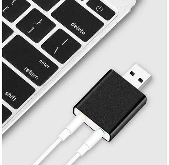 Alt view image 5 of 5 - External USB Sound Card (Virtual 7.1 Channel), Aluminum 3D Audio Adapter with 3.5mm Headphone & Microphone Jacks, Plug & Play DAC Converter for PC, Laptop & Desktop