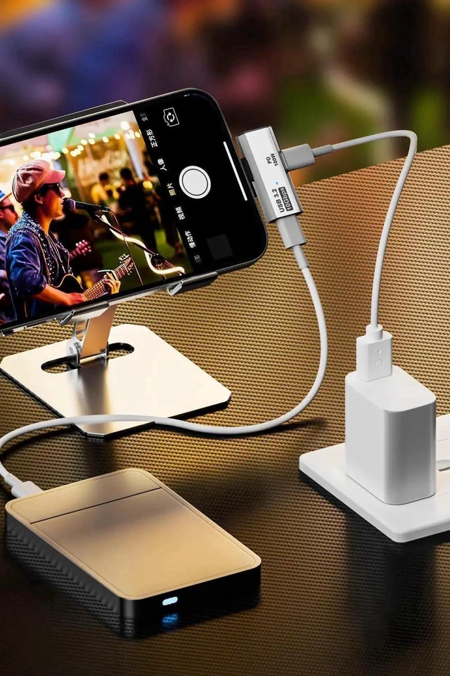 Alt view image 6 of 6 - 2-in-1 Dual USB-C Audio & Charging Adapter, Type-C Headphone Dongle with Hi-Res DAC & 100W PD Fast Charging Splitter for Gaming Handhelds, VR Headsets & Laptops, White