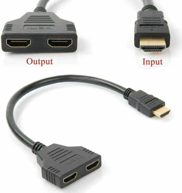 Alt view image 5 of 7 - 1080P HDMI Splitter Cable 1 in 2 Out, HDMI Male to Dual HDMI Female Y-Splitter Adapter Cord for HDTV, LCD Monitor and Projector (Mirror Display Only)