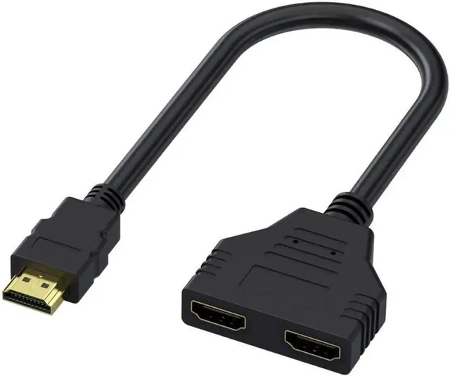 Alt view image 6 of 7 - 1080P HDMI Splitter Cable 1 in 2 Out, HDMI Male to Dual HDMI Female Y-Splitter Adapter Cord for HDTV, LCD Monitor and Projector (Mirror Display Only)