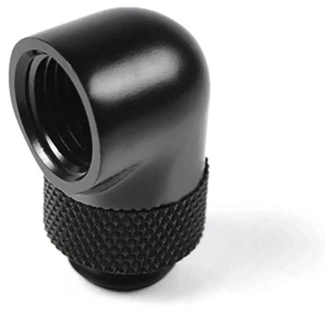 Alt view image 5 of 7 - 4-Pack 90-Degree Rotary G1/4" Male to Female Elbow Fitting, 360-Degree Rotatable Thread Extender Adapter for PC Custom Water Cooling Loop - Black