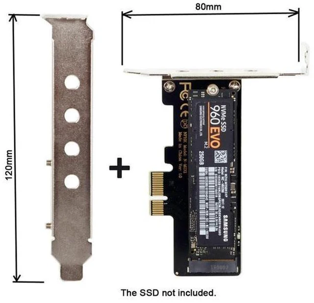 Alt view image 6 of 7 - M.2 NVMe to PCIe 3.0 x1 Adapter Card, M-Key SSD to PCI Express x1 Expansion Card with Low Profile Bracket, Supports NVMe/AHCI SSDs (Not for SATA M.2)