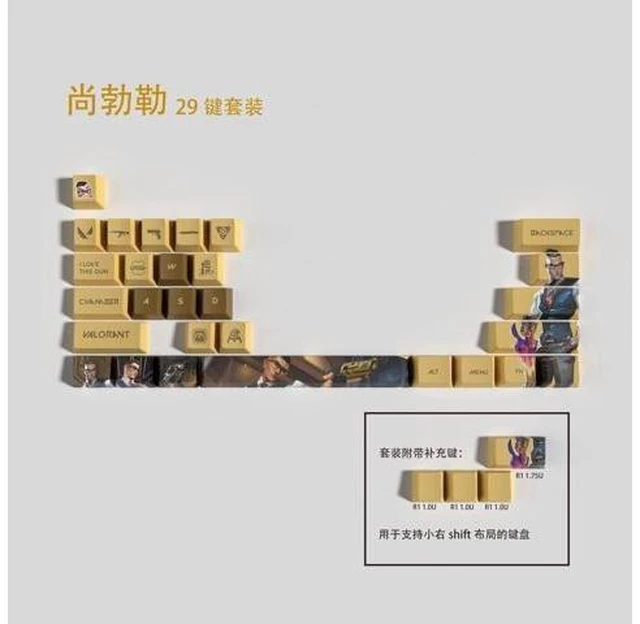Main image of PBT Keycaps 29 Keys Heat Sublimation OEM Height Dye Sublimation Replacement Set for Standard ANSI MX Mechanical Keyboards 6.25u Space Bar