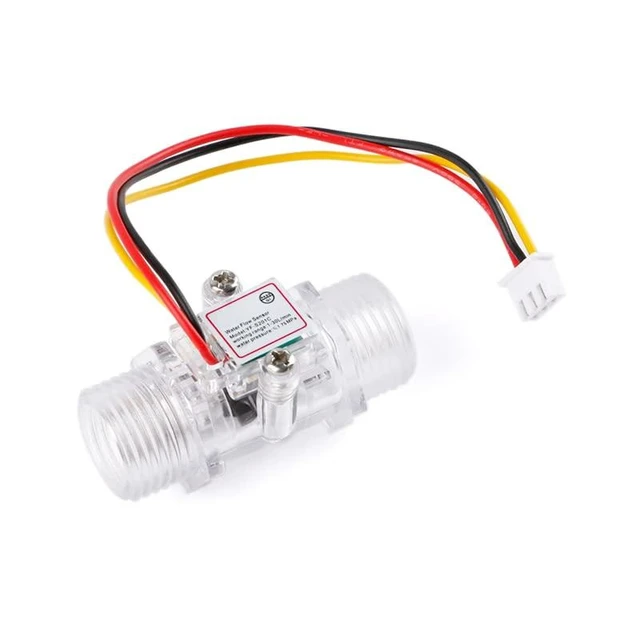Alt view image 2 of 2 - YF-S201C 2Pcs Transparent Flow Sensor Turbine Flowmeter Water Flow Meter DC3.5-24V G1/2 Range 1-30L/min Hall Pulse Output NPN Signal 300 Pulses/Liter 10mA for Water Heaters
