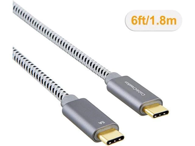 Alt view image 2 of 7 - USB C Cable USB2.0 C to C Cable 100W Fast Charging USB Type C Cable 5A 480Mbps Durable Braided E-Marker Chip Aluminum Alloy Shell for MacBook Pro MacBook Air iPad Pro 6FT 1.83m Space Gray
