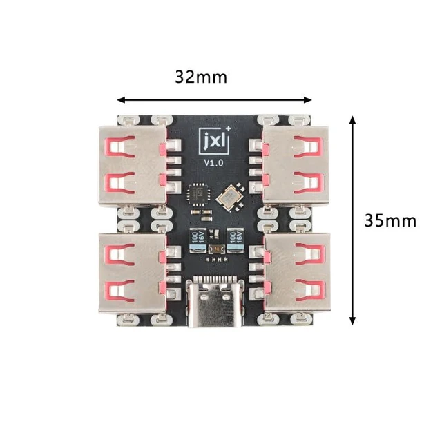 Alt view image 2 of 5 - XL334P4 Type-C USB2.0 Multi-Port Hub Module 4-Port Docking Station Board 500mA Self-Resetting Fuse 40MB/s USB-A Output Plug and Play for Low-Power Devices 3pcs