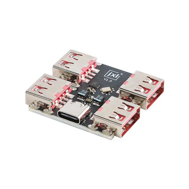Alt view image 3 of 5 - XL334P4 Type-C USB2.0 Multi-Port Hub Module 4-Port Docking Station Board 500mA Self-Resetting Fuse 40MB/s USB-A Output Plug and Play for Low-Power Devices 3pcs