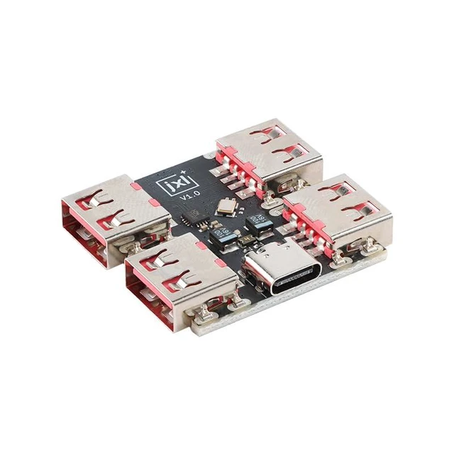 Alt view image 4 of 5 - XL334P4 Type-C USB2.0 Multi-Port Hub Module 4-Port Docking Station Board 500mA Self-Resetting Fuse 40MB/s USB-A Output Plug and Play for Low-Power Devices 3pcs