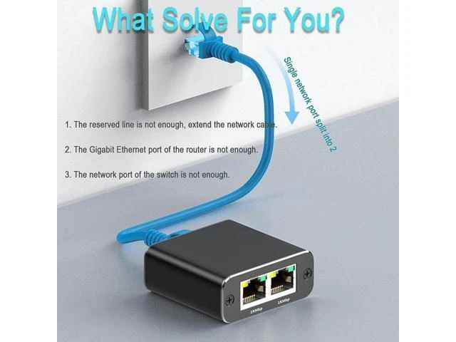 Alt view image 2 of 7 - RJ45 Splitter Adapter Gigabit 1000Mbps Ethernet Splitter 1 to 2 RJ45 8P8C LAN Connector Extender with USB Power Cable 2 Devices Simultaneous Networking for Cat5/5e/6/7/8 Cable PC TV Box ADSL