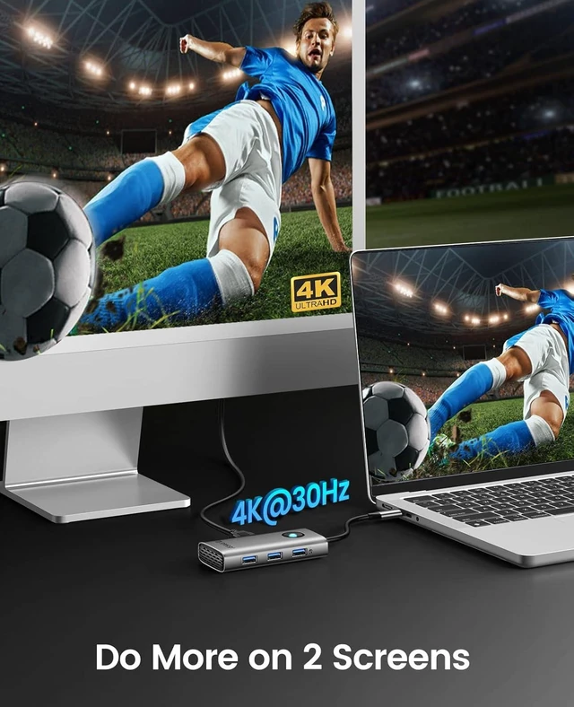 Alt view image 6 of 7 - 6 in 1 USB C Docking Station Type-C Hub Multiport Adapter HDMI 4K PD100W 3 USBA 3.0 USBC 3.0 5Gbps USB Power Delivery Data Transfer 4K Output for laptops tablets mobile phones