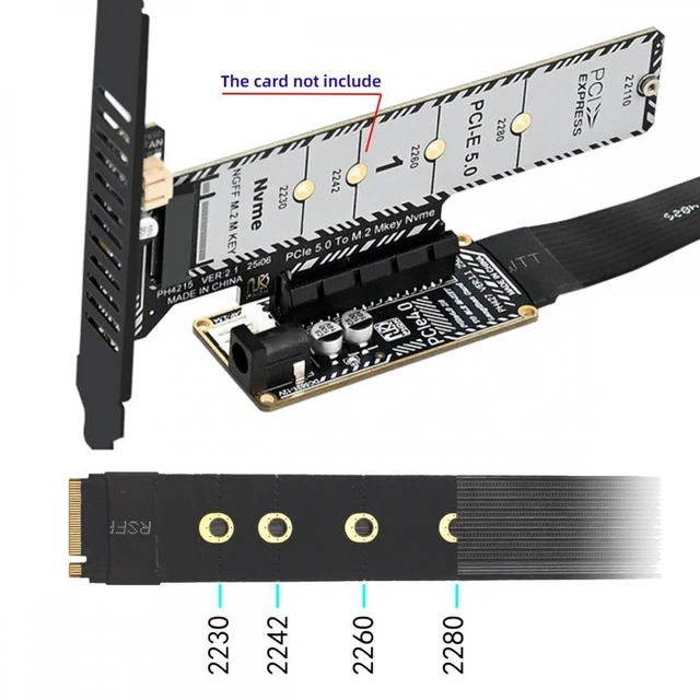 Alt view image 6 of 7 - M.2 NGFF NVMe M-Key to PCI-E X1 X4 X8 X16 Graphics Card Riser Cable Extension Adapter PCI-Express for M.2 2260 2280 with 12V/5V SATA Power Cord for Motherboard PCIe X4 Device Cards