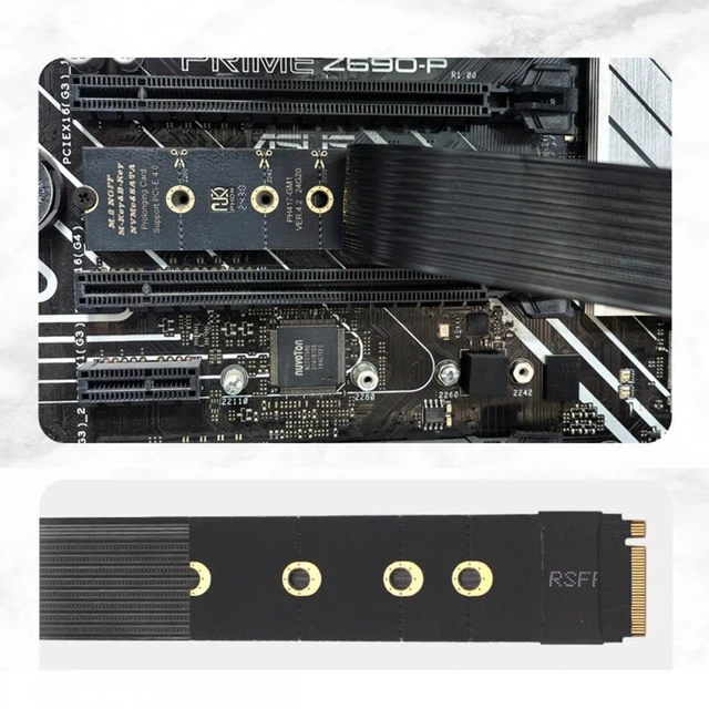 Alt view image 7 of 7 - M.2 NGFF NVMe M-Key to PCI-E X1 X4 X8 X16 Graphics Card Riser Cable Extension Adapter PCI-Express for M.2 2260 2280 with 12V/5V SATA Power Cord for Motherboard PCIe X4 Device Cards