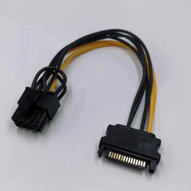 Main image of SATA 15Pin to 6+2 Pin PCIe GPU Power Adapter Cable 20cm SATA to 8Pin Graphics Card Power Cord Compatible with 6Pin and 8Pin GPUs for Mining Rigs Desktop PCs