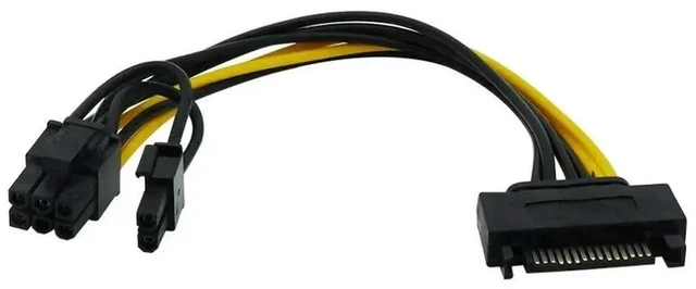 Alt view image 2 of 3 - SATA 15Pin to 6+2 Pin PCIe GPU Power Adapter Cable 20cm SATA to 8Pin Graphics Card Power Cord Compatible with 6Pin and 8Pin GPUs for Mining Rigs Desktop PCs