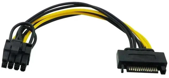 Alt view image 3 of 3 - SATA 15Pin to 6+2 Pin PCIe GPU Power Adapter Cable 20cm SATA to 8Pin Graphics Card Power Cord Compatible with 6Pin and 8Pin GPUs for Mining Rigs Desktop PCs
