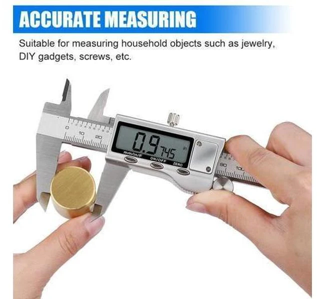 Alt view image 2 of 7 - 6 Inch Digital Vernier Caliper Measuring Tool Stainless Steel Digital Micrometer 0-150 mm Range Large LCD Screen Inch Metric Fraction Conversion 4 Measurement Modes Zero Setting for DIY Household